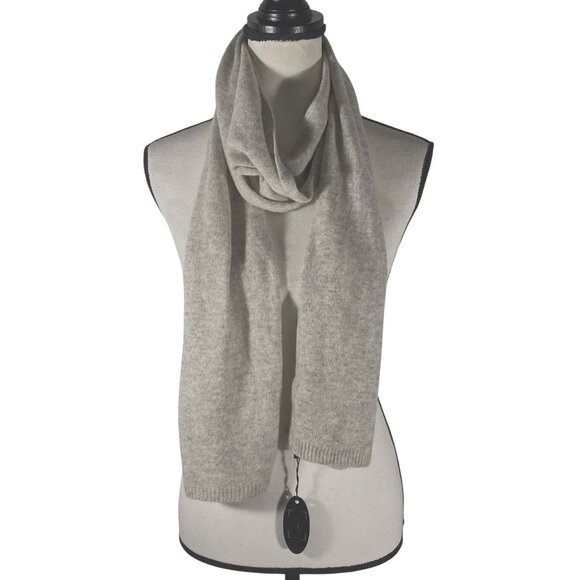 Caroline Grace light heathered Gray 100% Cashmere Scarf neutral quiet luxury NWT - Picture 2 of 8